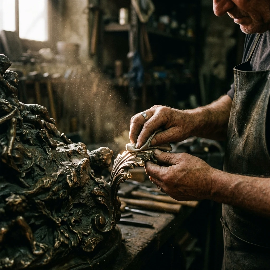Master artisan finishing a bronze masterpiece